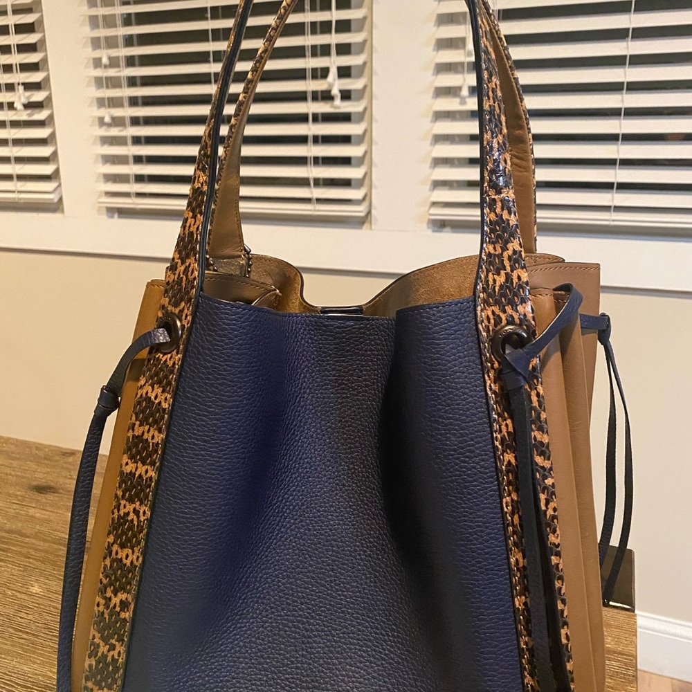 Coach Harmony Hobo In Colorblock With Snakeskin Detail